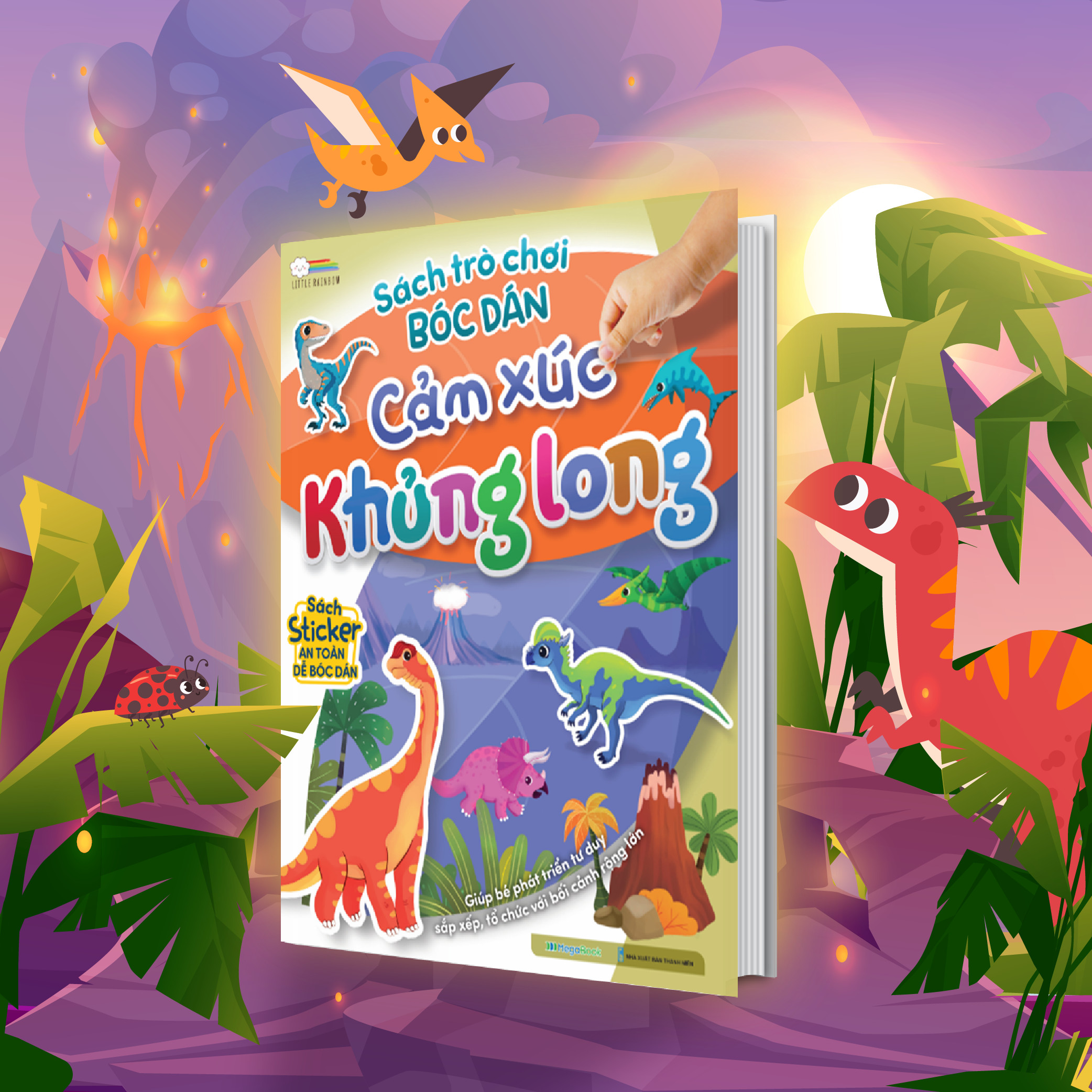 sách trò chơi bóc dán cảm xúc - khủng long