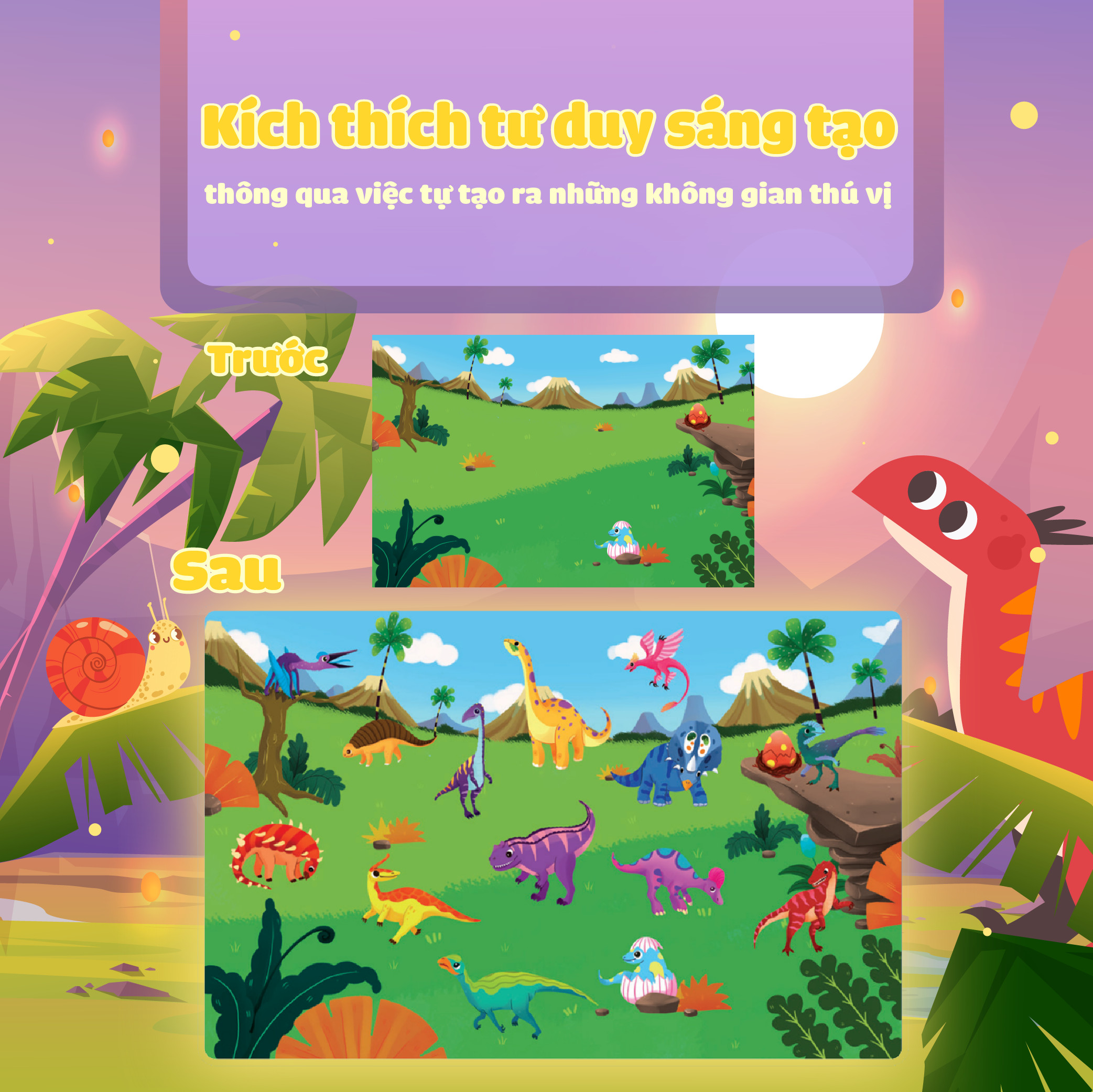 sách trò chơi bóc dán cảm xúc - khủng long