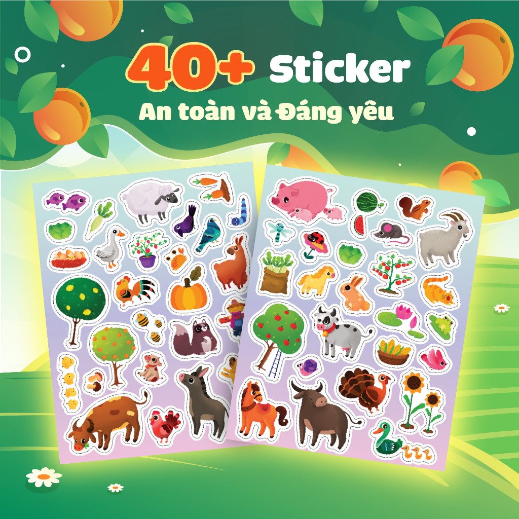 sách trò chơi bóc dán cảm xúc - nông trại