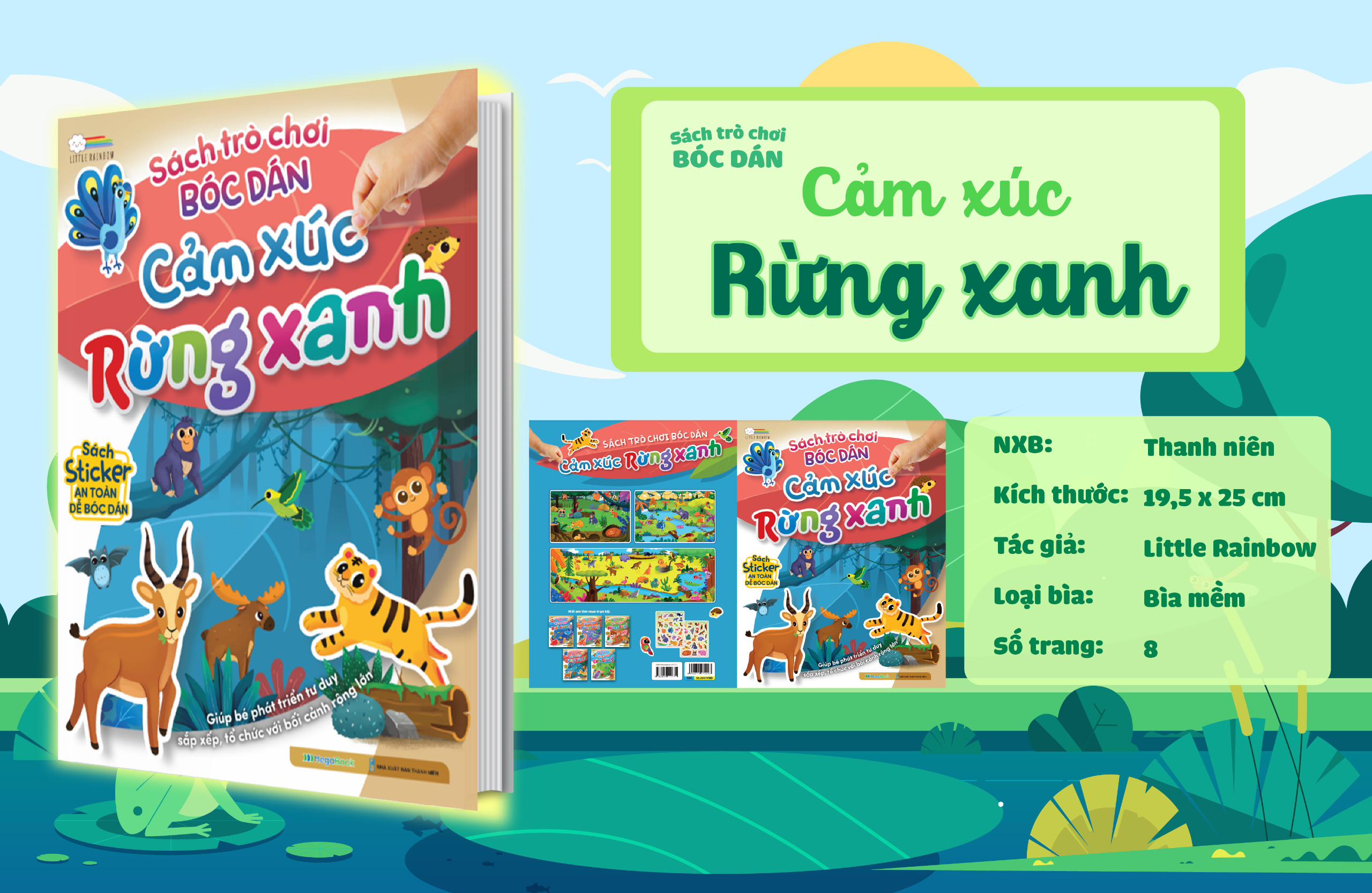 sách trò chơi bóc dán cảm xúc - rừng xanh