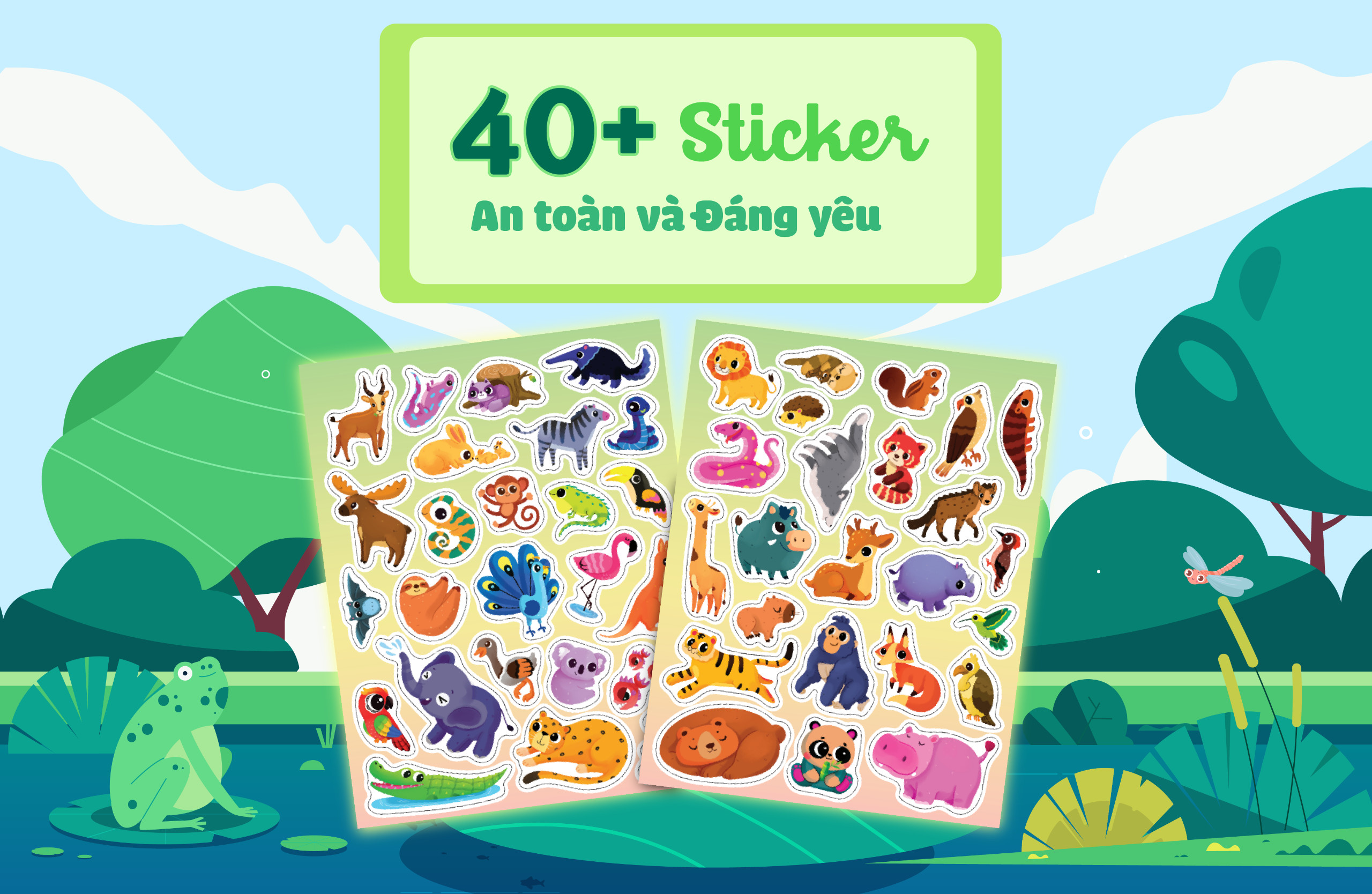 sách trò chơi bóc dán cảm xúc - rừng xanh
