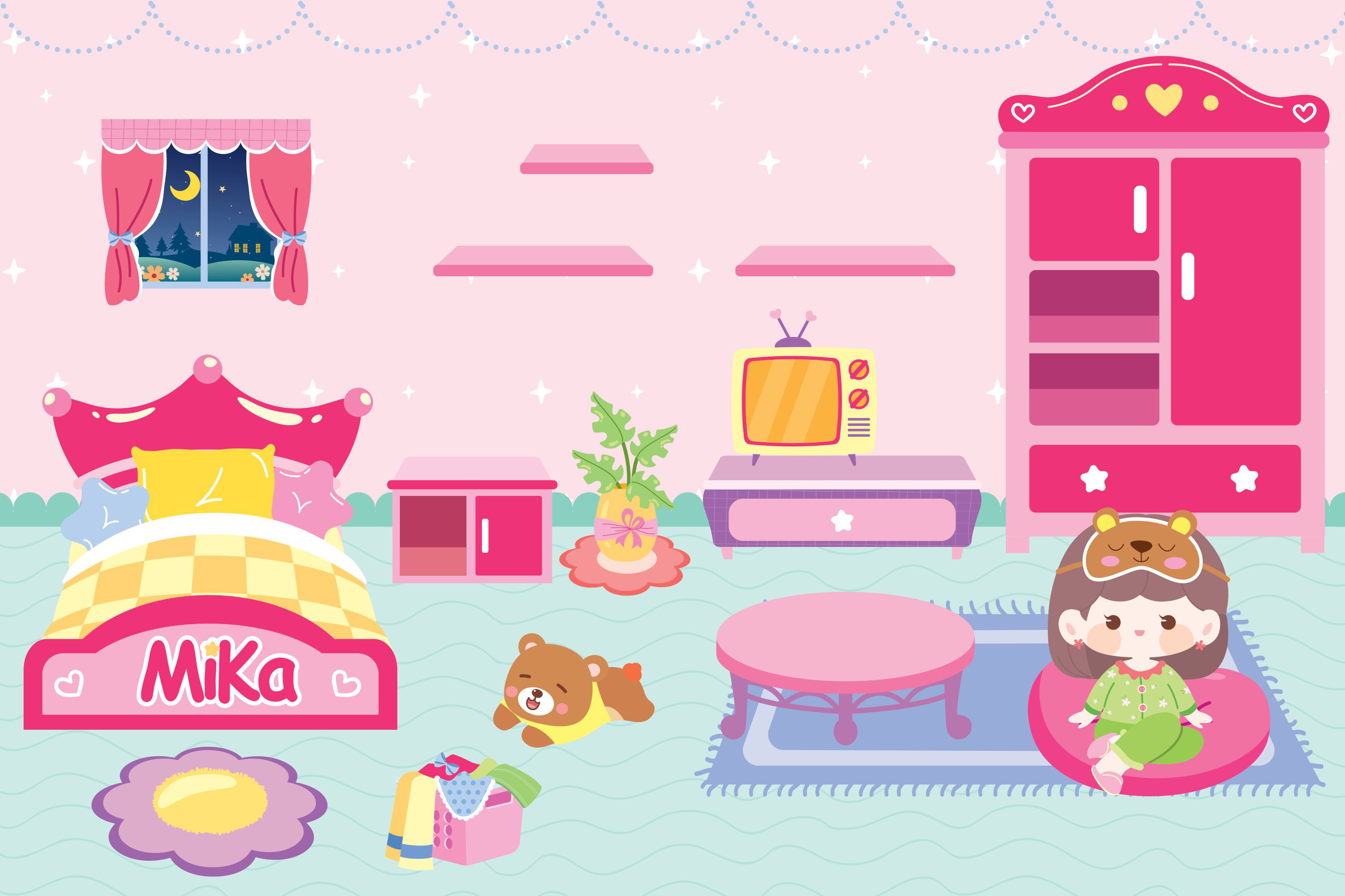 sách trò chơi đóng vai công chúa nhỏ mika - căn phòng công chúa