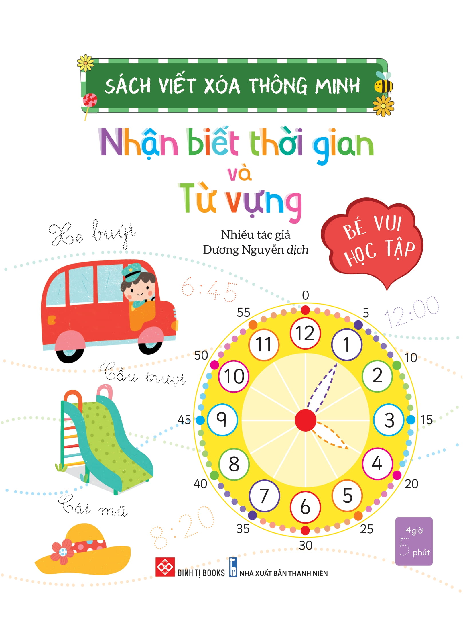sách viết xóa thông minh - nhận biết thời gian và từ vựng