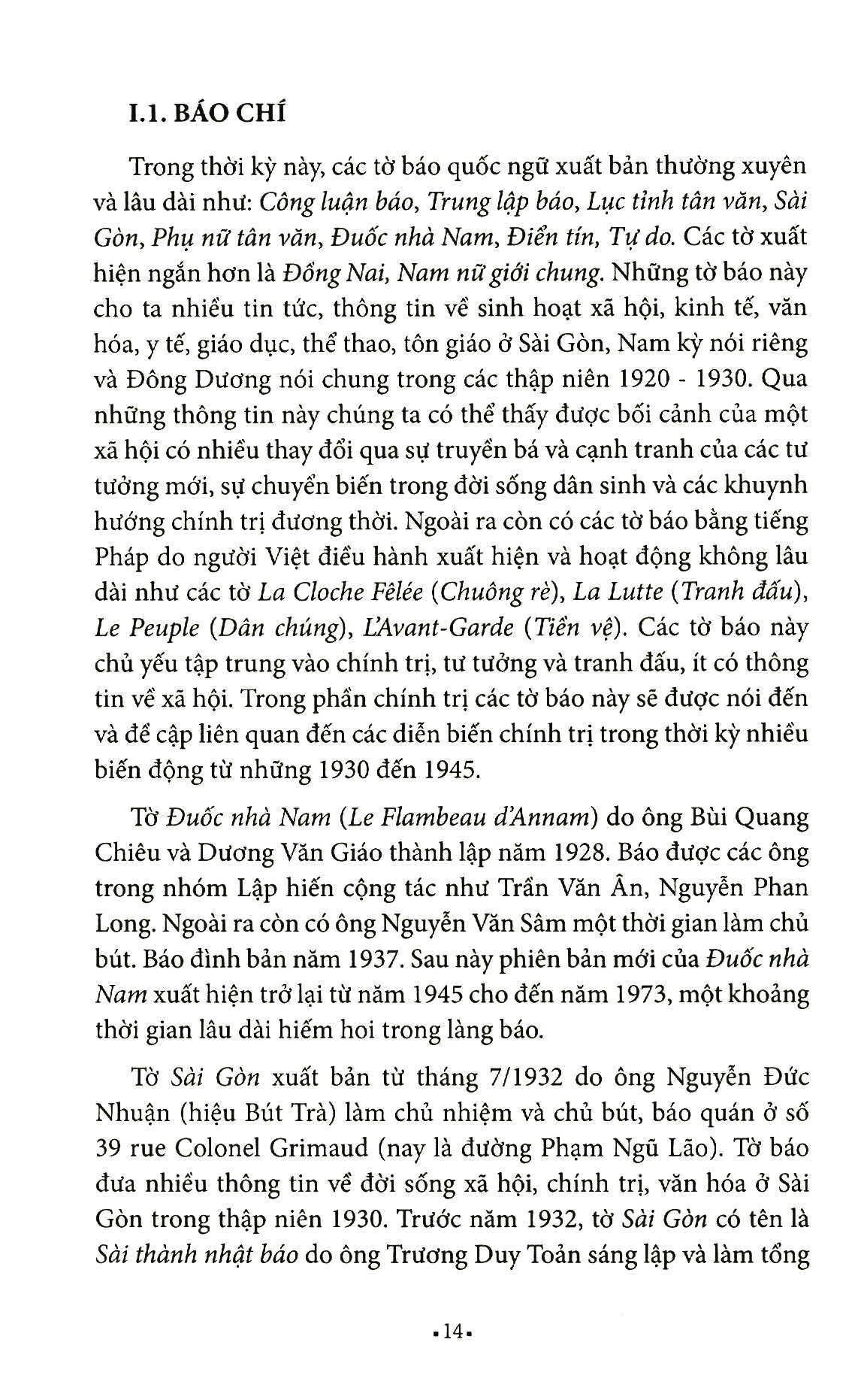 sài gòn chợ lớn đời sống xã hội và chính trị qua tư liệu báo chí (1925-1945)