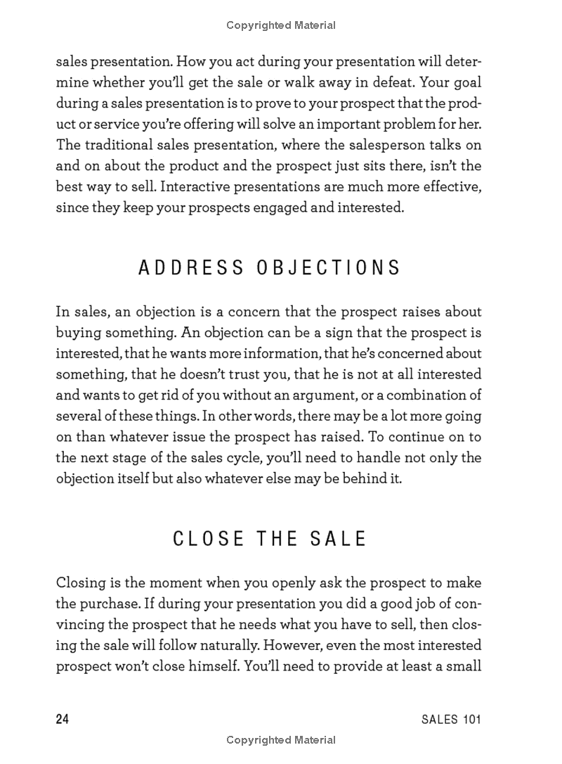 sales 101: from finding leads and closing techniques to retaining customers and growing your business, an essential primer on how to sell (adams 101)