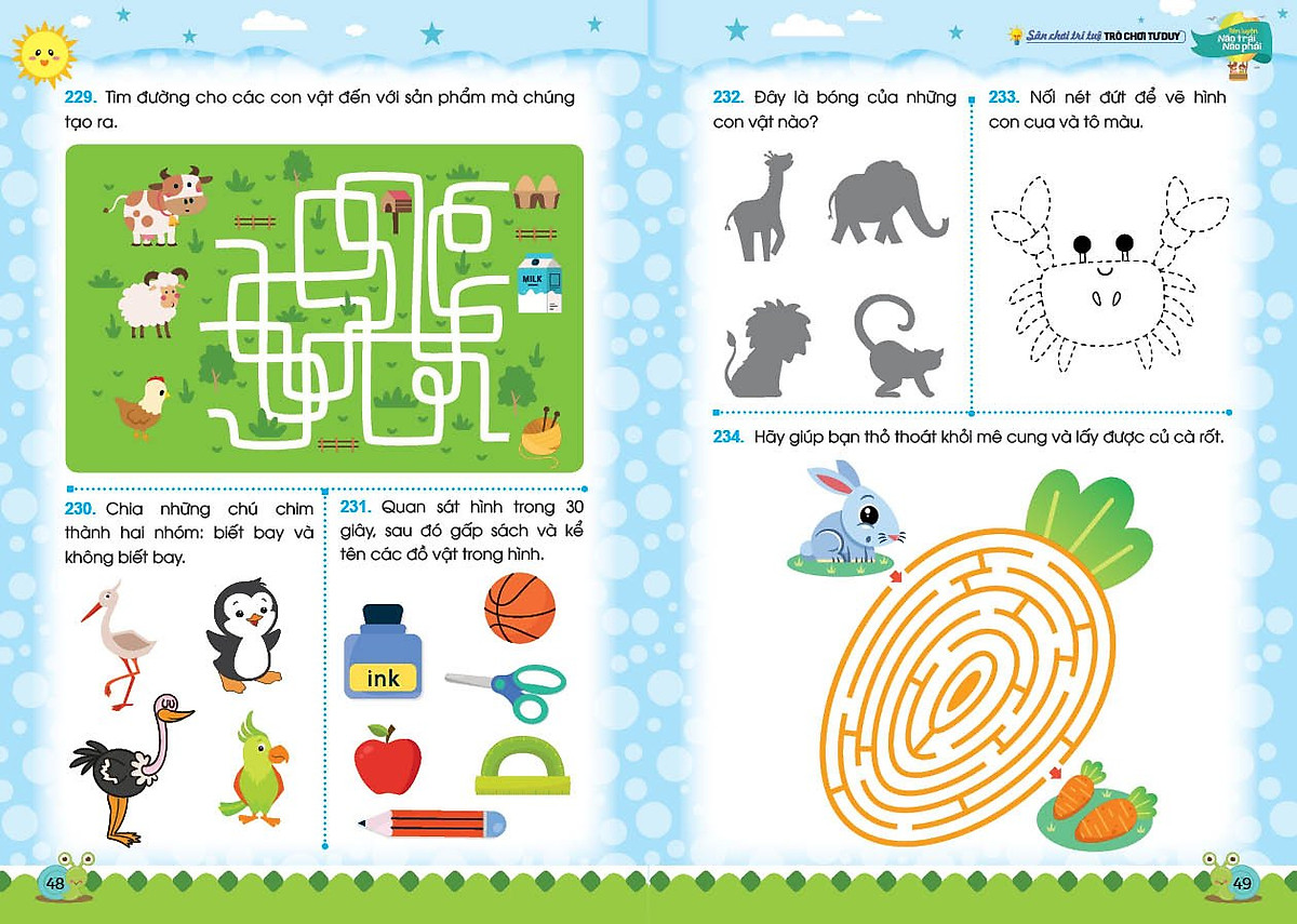 sân chơi trí tuệ - trò chơi tư duy - rèn luyện não trái não phải (dành cho trẻ 3-4 tuổi) (tái bản 2023)