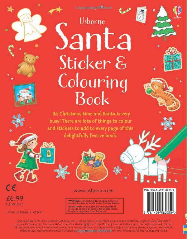 santa sticker & colouring book