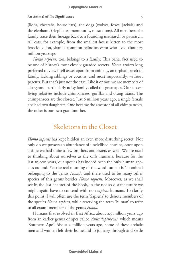 sapiens: a brief history of humankind: (patterns of life)