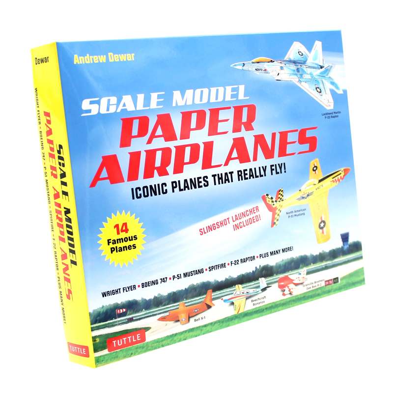 scale model paper airplanes kit: iconic planes that really fly! slingshot launcher included! - just pop-out and assemble (14 famous pop-out airplanes)