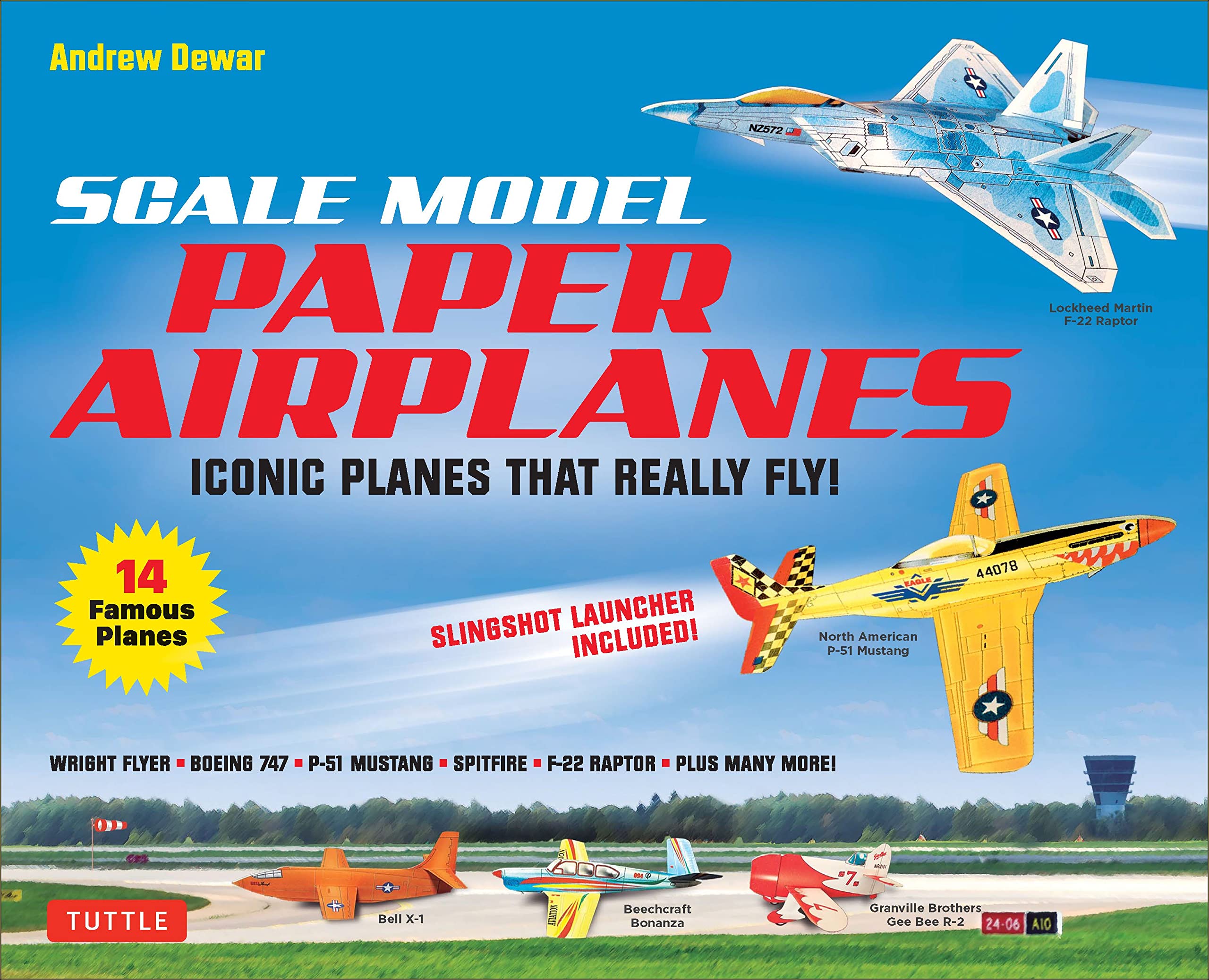 scale model paper airplanes kit: iconic planes that really fly! slingshot launcher included! - just pop-out and assemble (14 famous pop-out airplanes)
