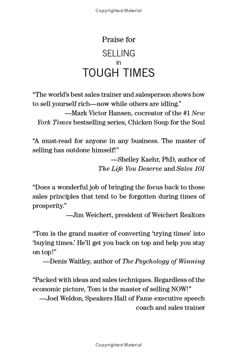 selling in tough times: secrets to selling when no one is buying