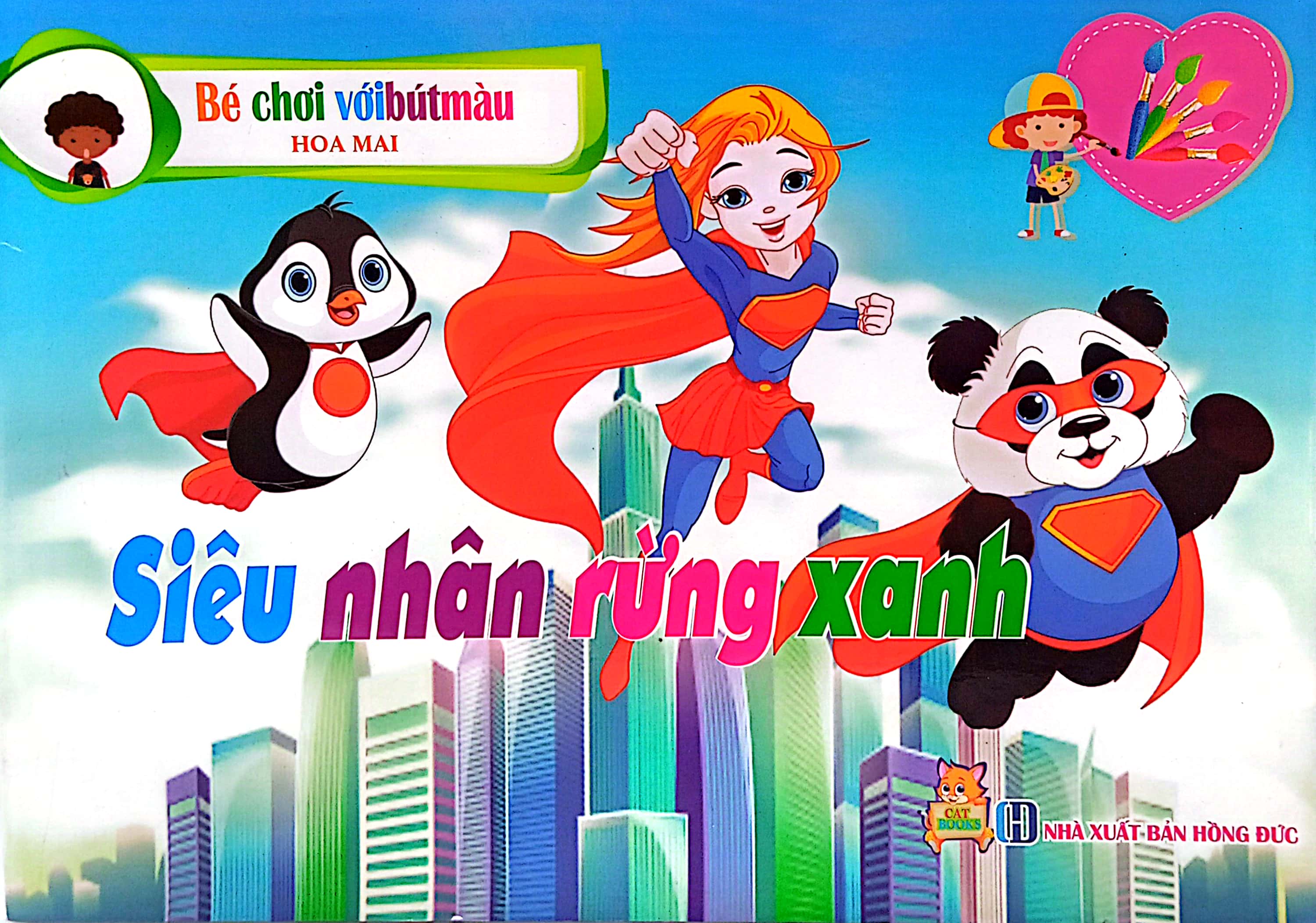 siêu nhân rừng xanh - bé chơi với bút màu