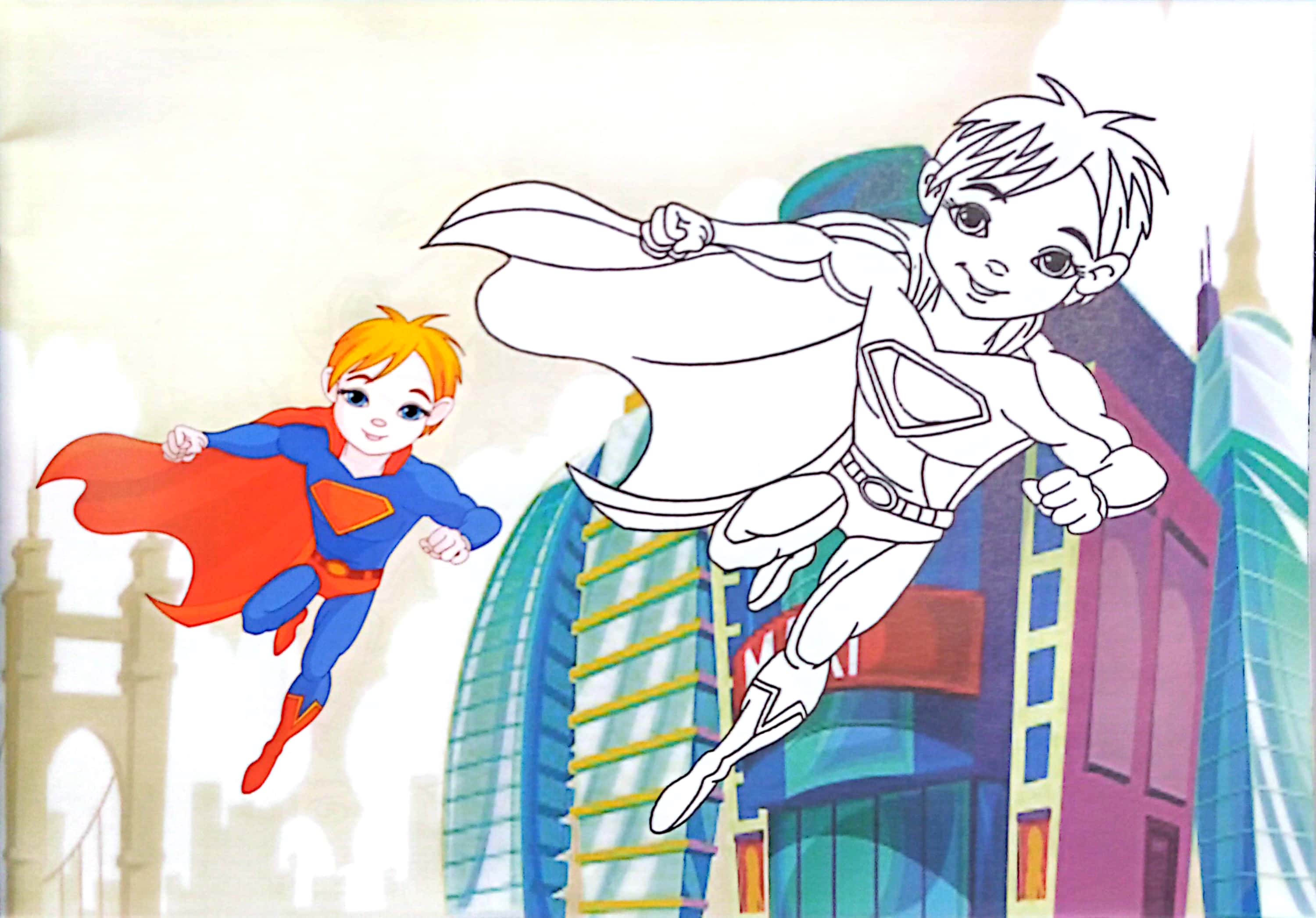 siêu nhân rừng xanh - bé chơi với bút màu