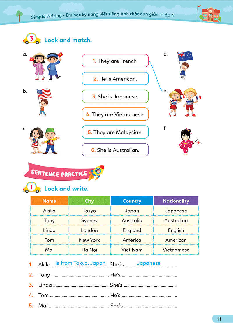 simple writing - em học kỹ năng viết tiếng anh thật đơn giản lớp 4