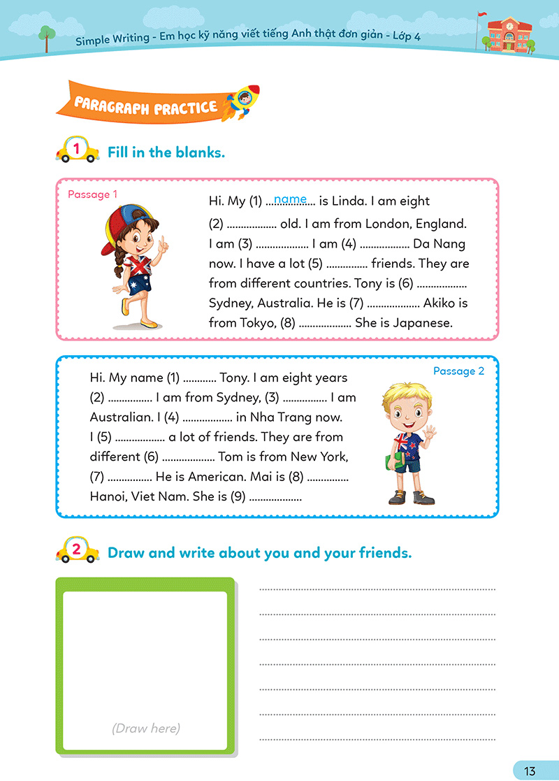 simple writing - em học kỹ năng viết tiếng anh thật đơn giản lớp 4