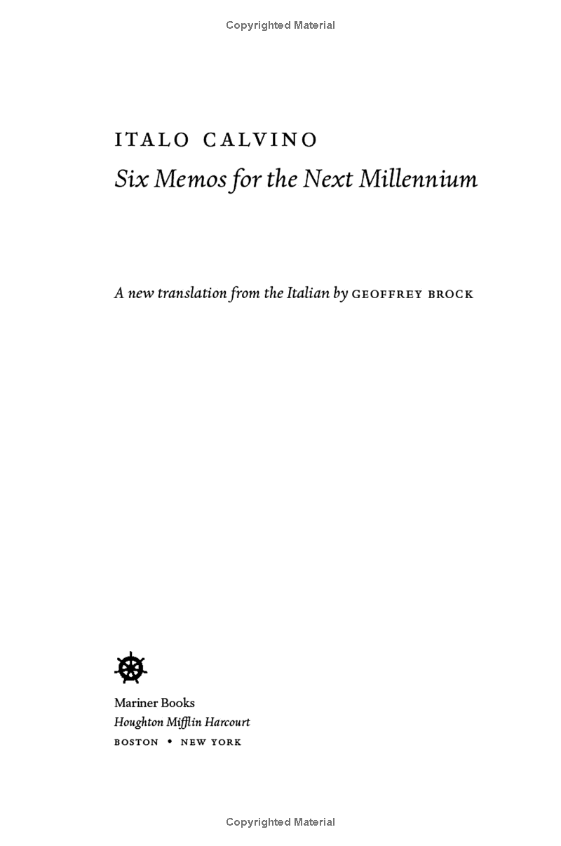 six memos for the next millennium