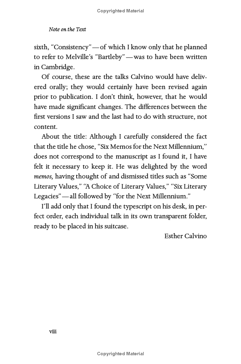 six memos for the next millennium