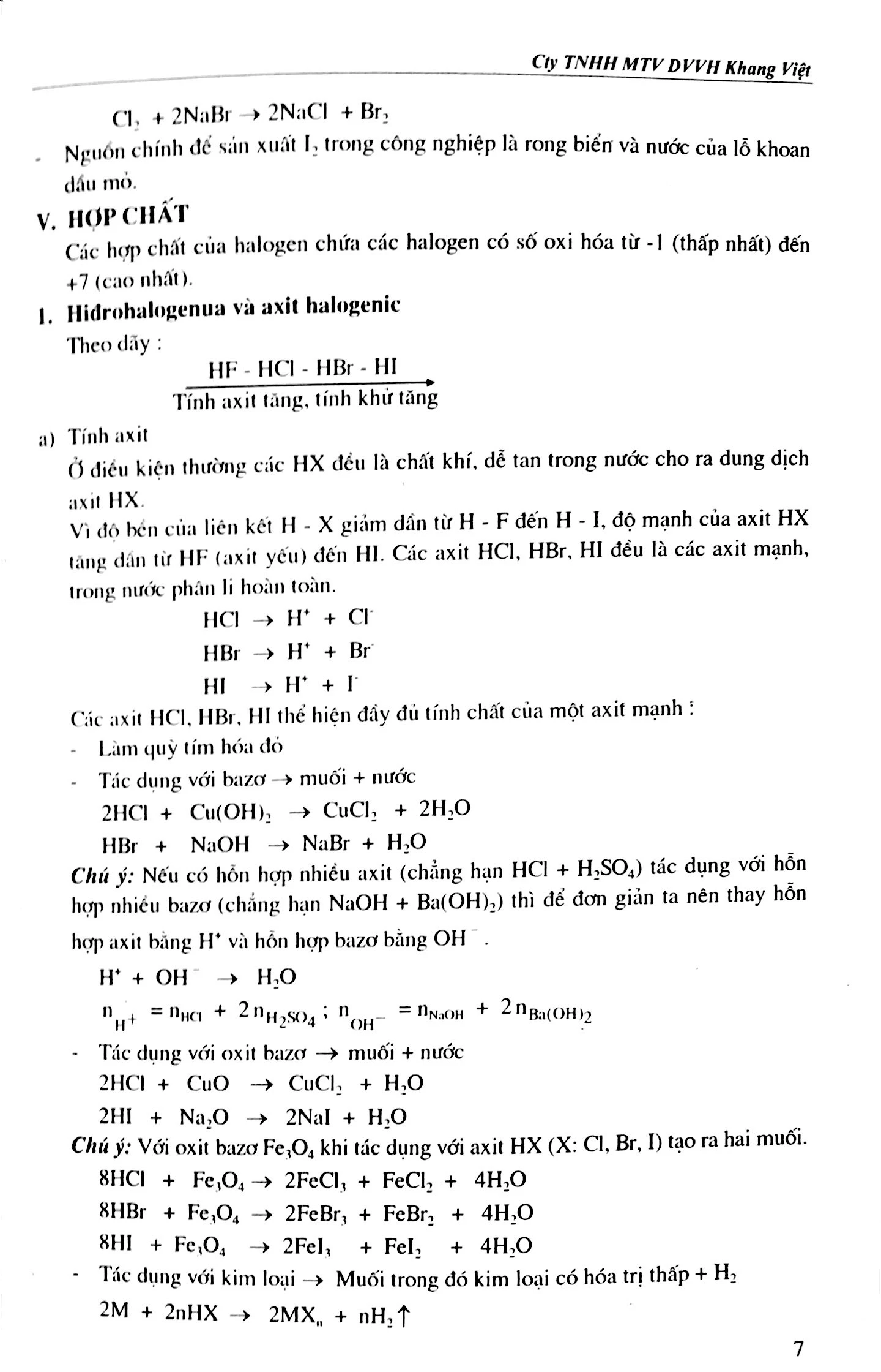 sơ đồ chuổi phản ứng hóa học vô cơ