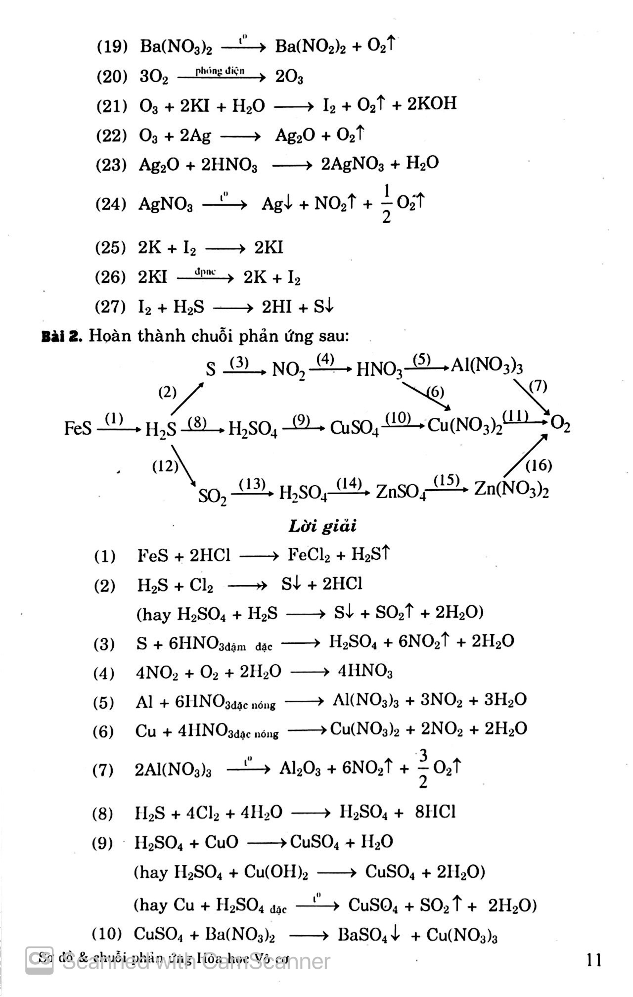 sơ đồ và chuỗi phản ứng hóa: vô cơ 10-11-12