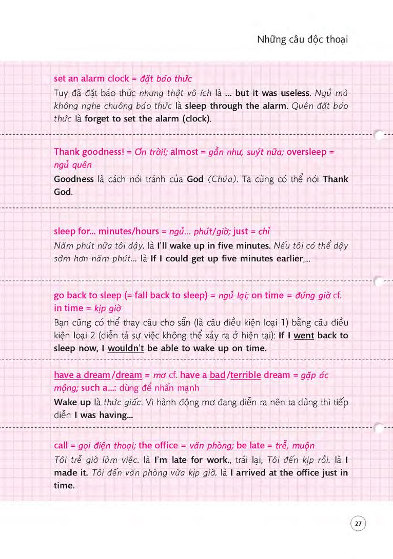 sổ tay 700 câu tiếng anh từ lúc thức giấc đến khi đi ngủ