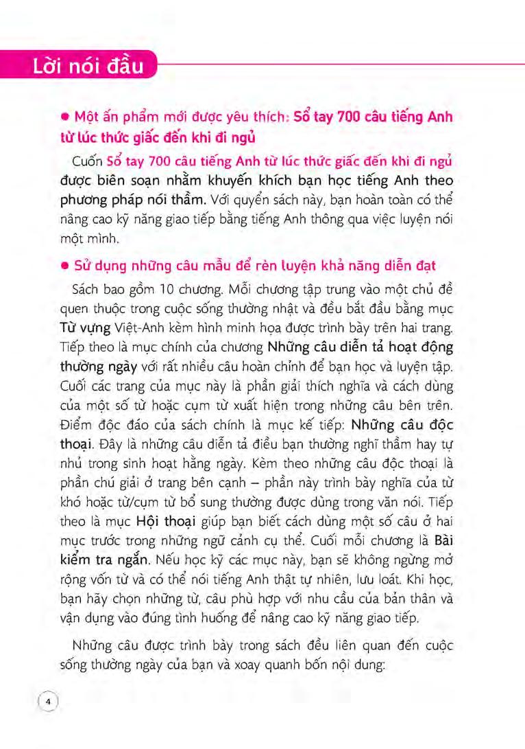 sổ tay 700 câu tiếng anh từ lúc thức giấc đến khi đi ngủ