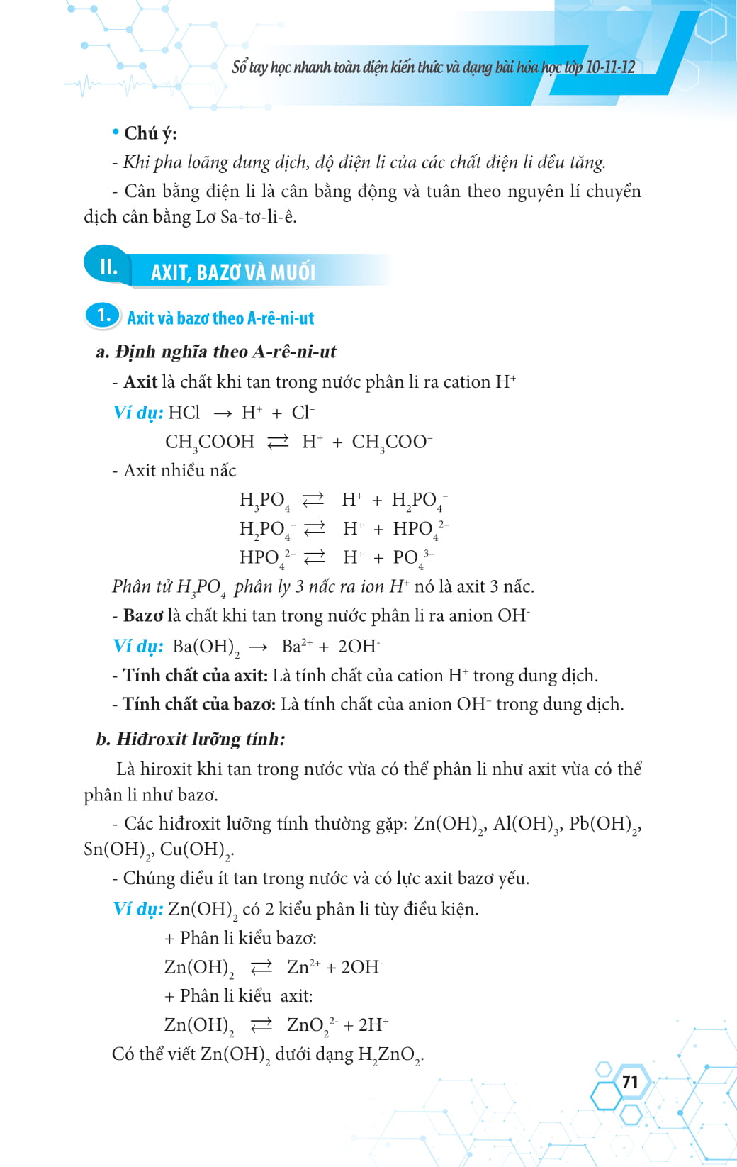 sổ tay học nhanh toàn diện kiến thức và dạng bài hóa học lớp 10 - 11 - 12