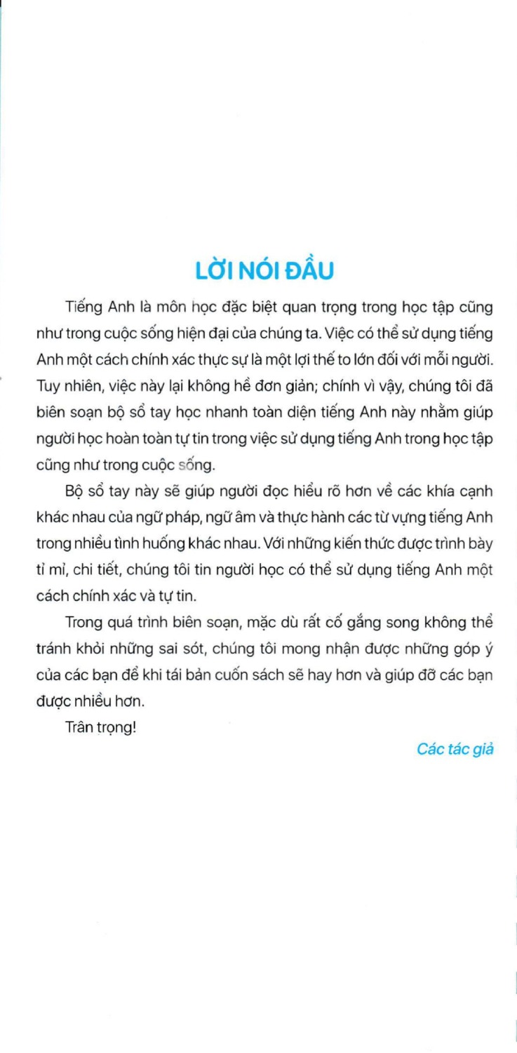 sổ tay học nhanh toàn diện tiếng anh trung học cơ sở (biên soạn theo chương trình giáo dục phổ thông mới)