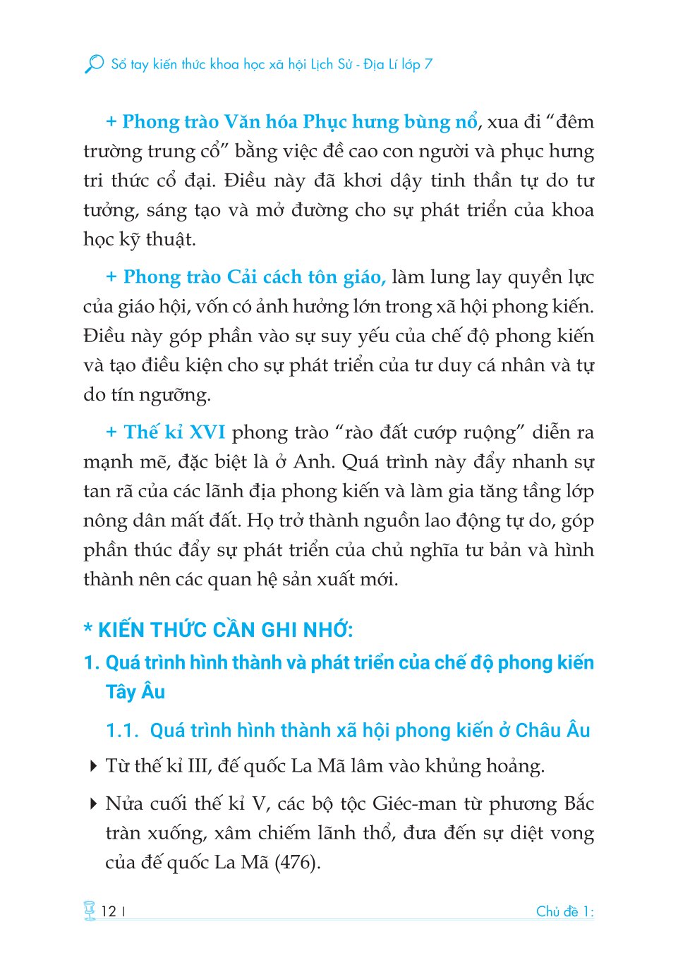 Sổ Tay Kiến Thức Khoa Học Xã Hội Lịch Sử-Địa Lí Lớp 7