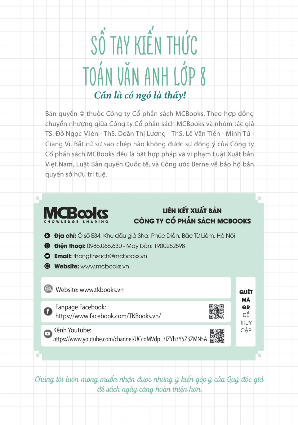 sổ tay kiến thức toán văn anh lớp 8