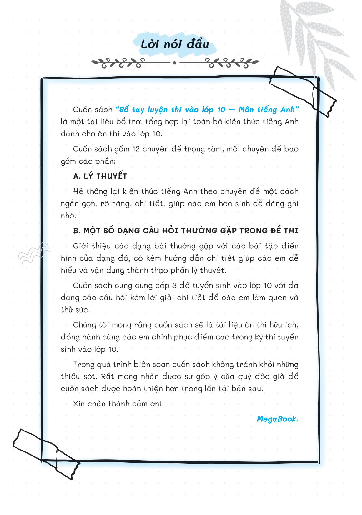 sổ tay luyện thi vào lớp 10 môn tiếng anh