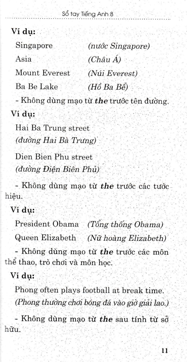 sổ tay tiếng anh 8