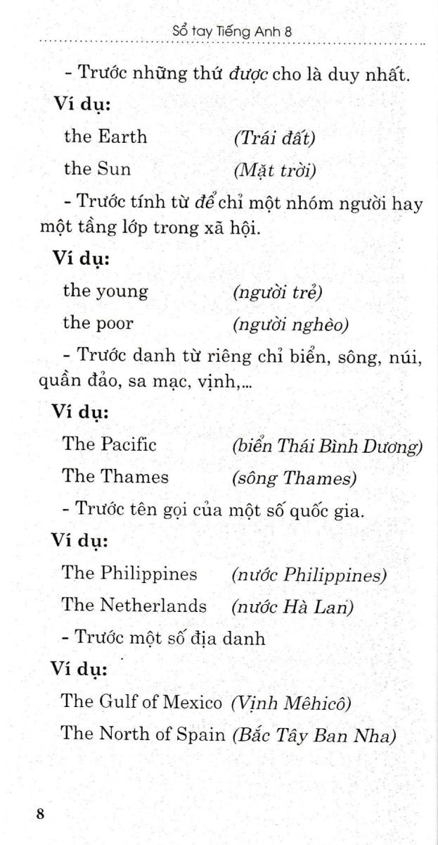 sổ tay tiếng anh 8