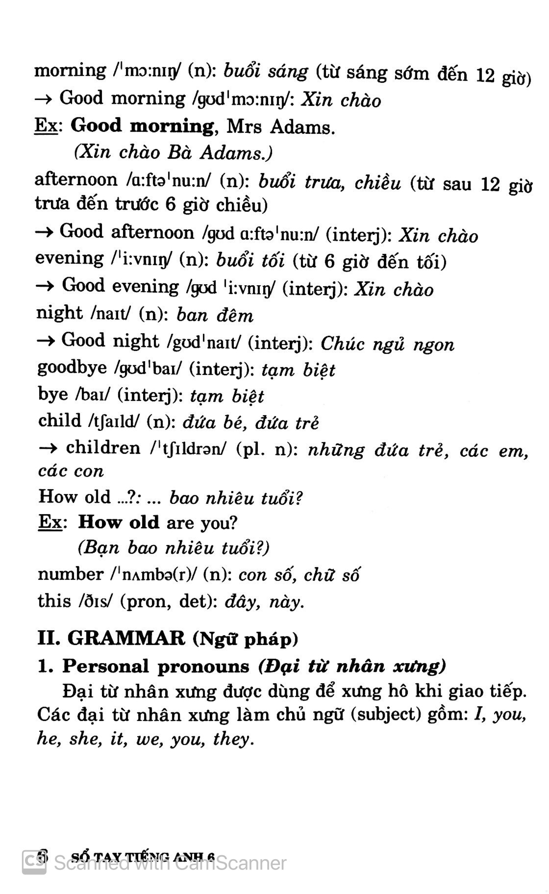 sổ tay tiếng anh - lớp 6