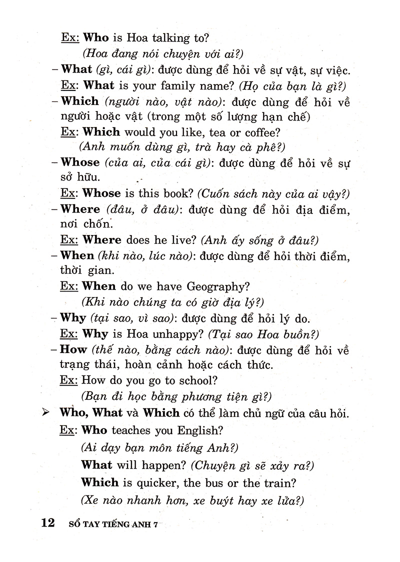 sổ tay tiếng anh - lớp 7