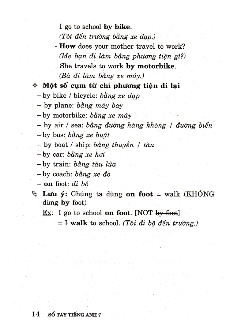 sổ tay tiếng anh - lớp 7