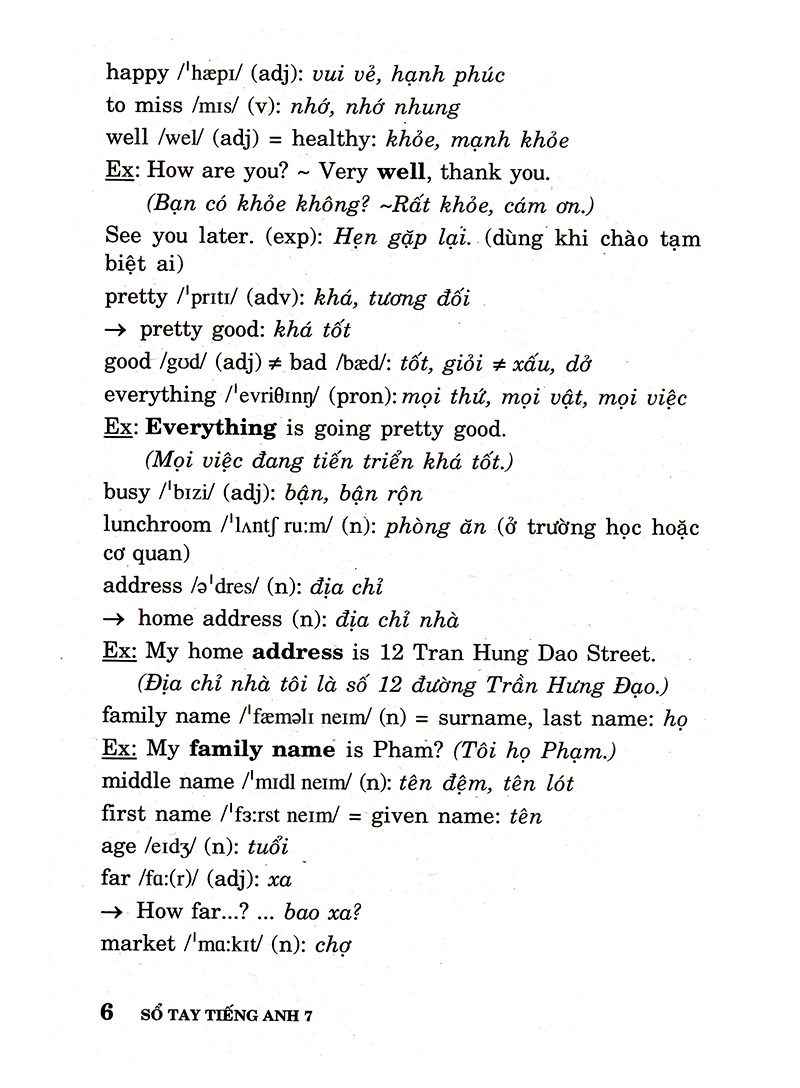 sổ tay tiếng anh - lớp 7