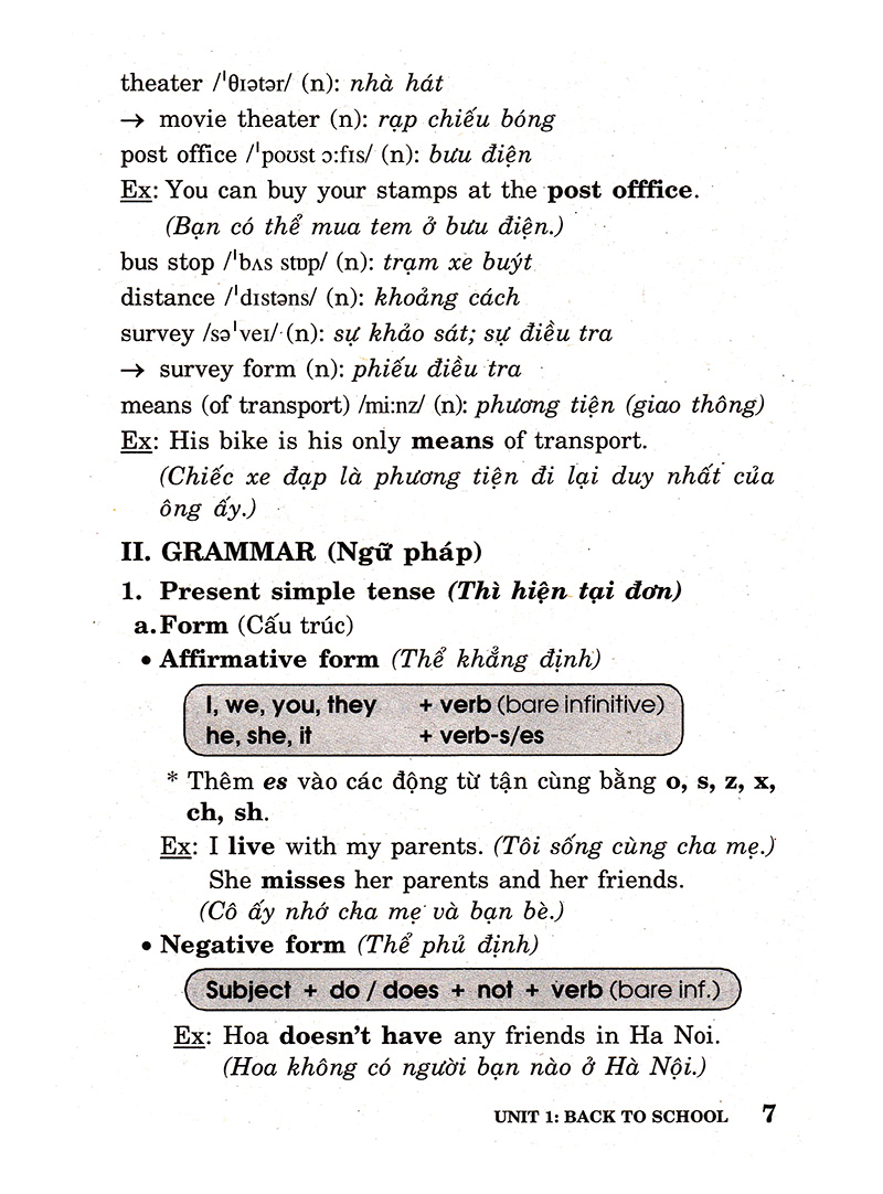 sổ tay tiếng anh - lớp 7