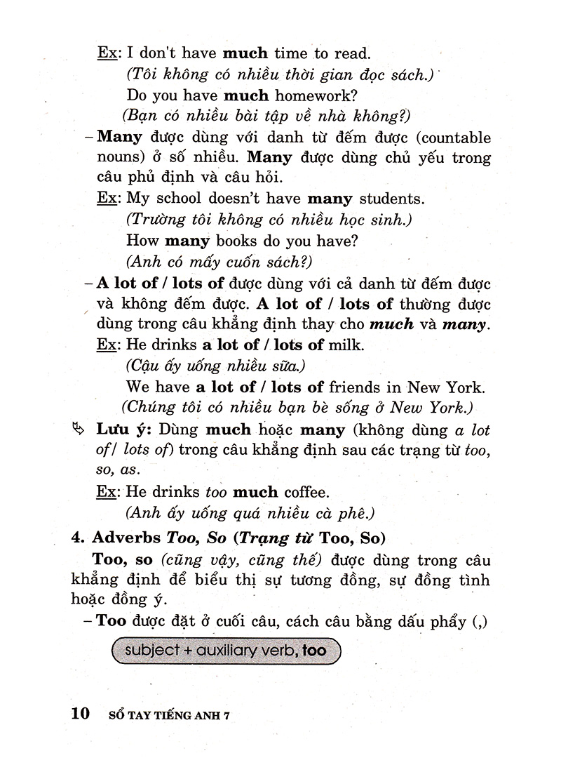 sổ tay tiếng anh - lớp 7