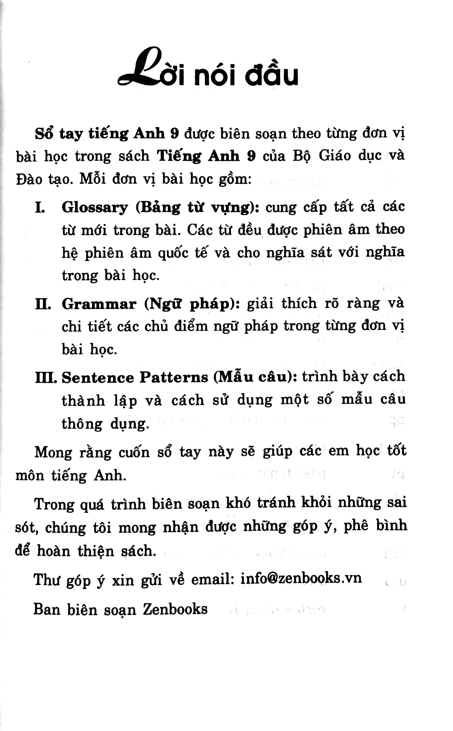 sổ tay tiếng anh - lớp 9