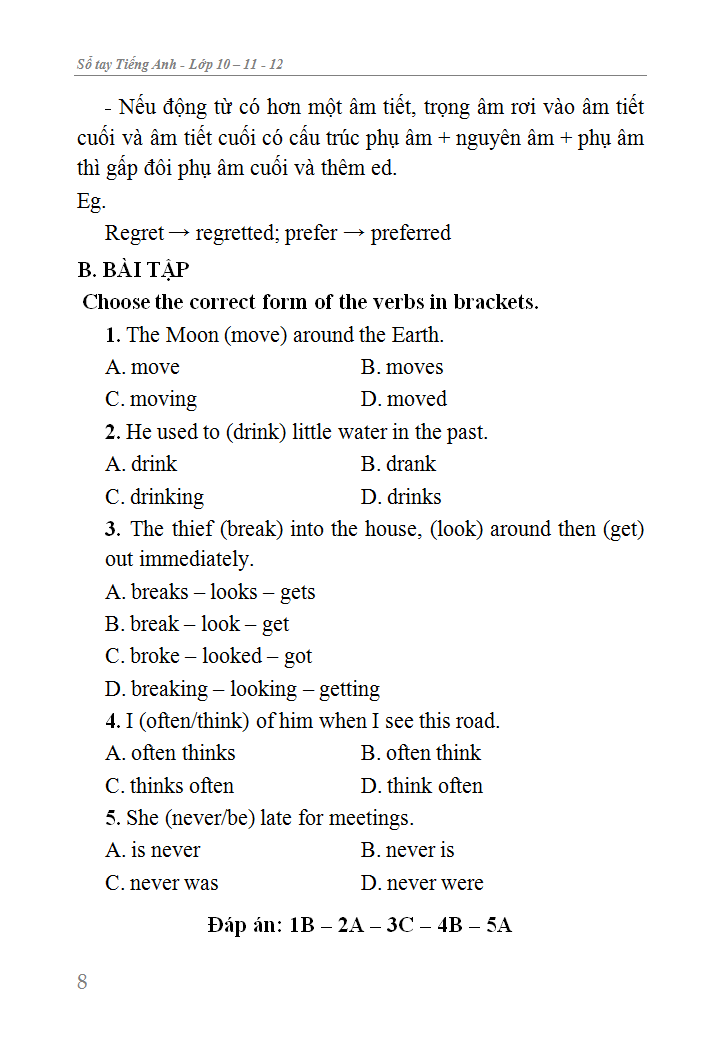 sổ tay tiếng anh trung học phổ thông (lớp 10 - 11 - 12)