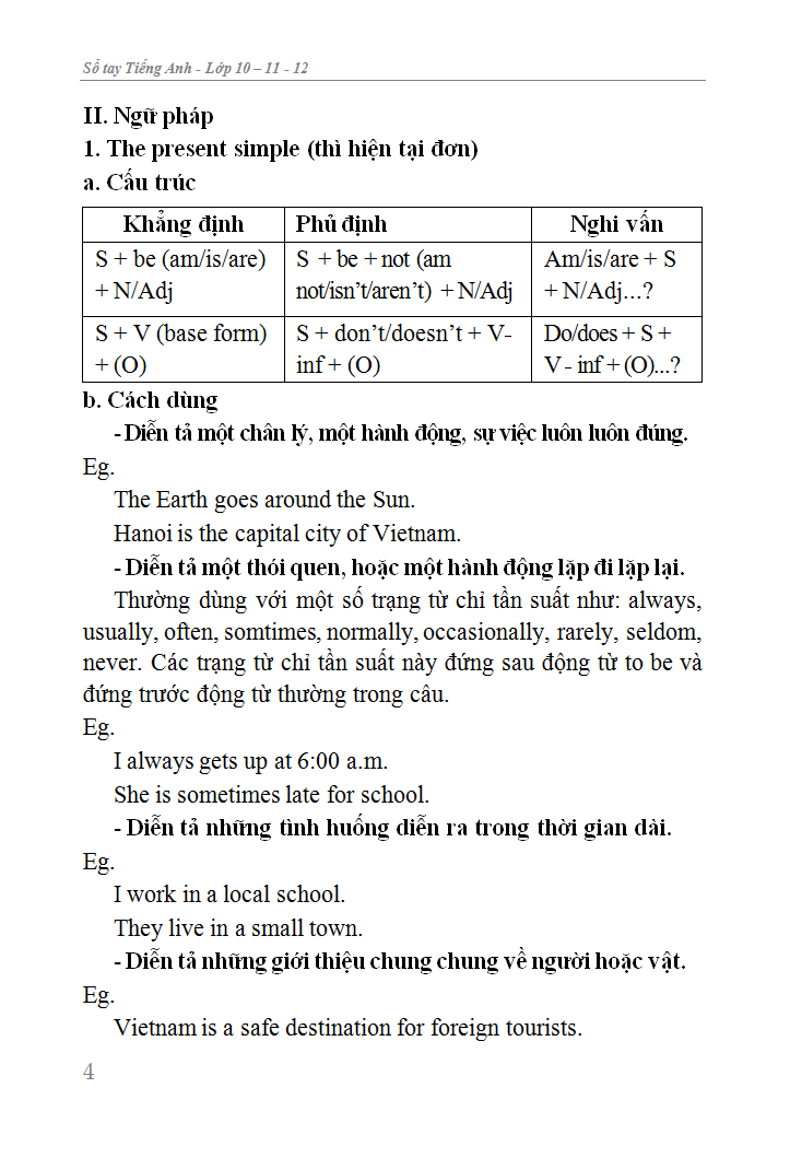 sổ tay tiếng anh trung học phổ thông (lớp 10 - 11 - 12)