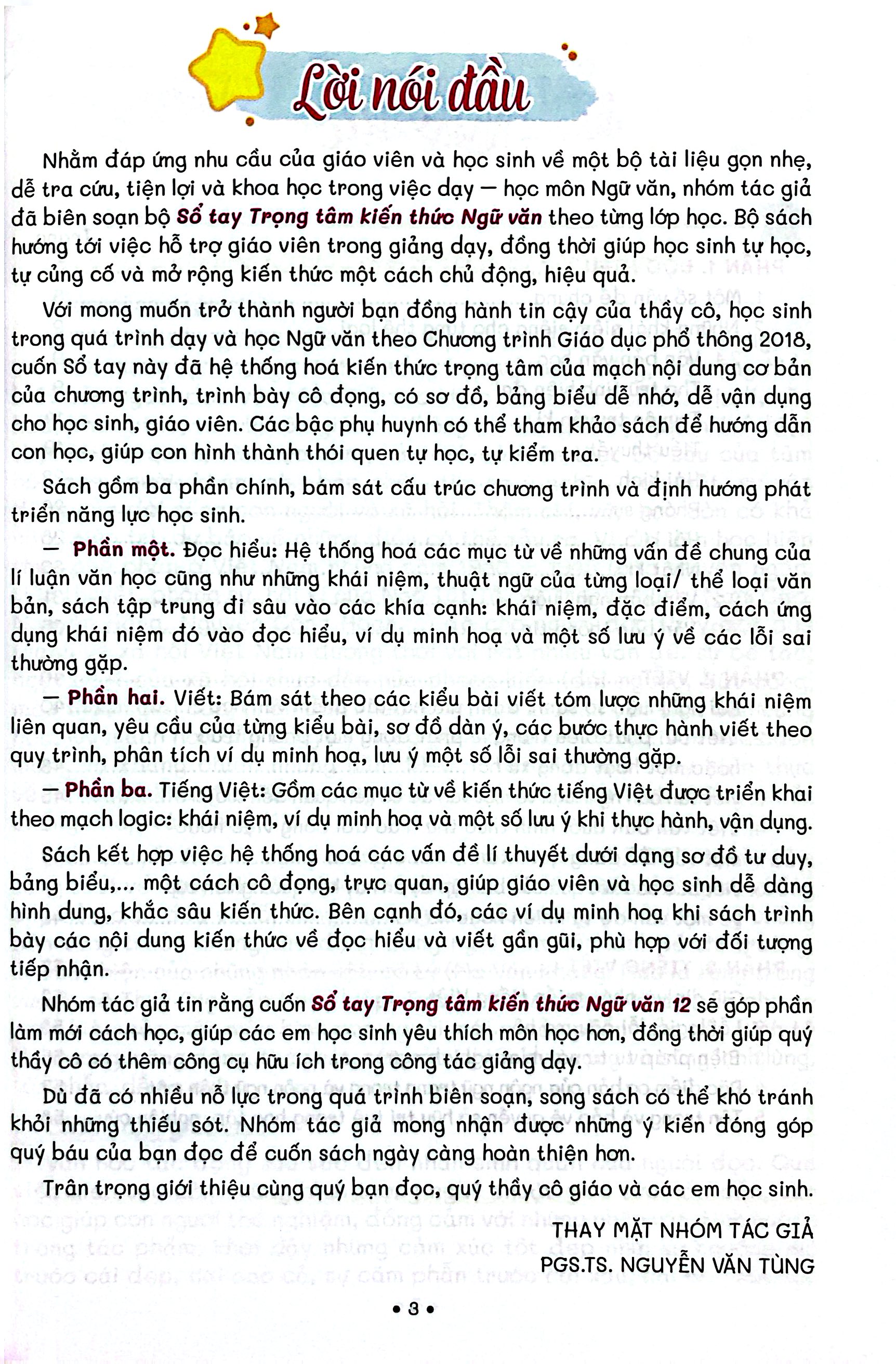 Sổ Tay Trọng Tâm Kiến Thức Ngữ Văn 12