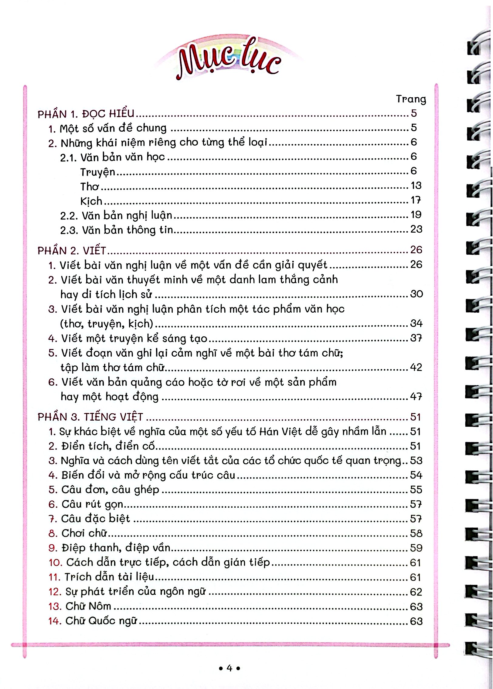 Sổ Tay Trọng Tâm Kiến Thức Ngữ Văn 9