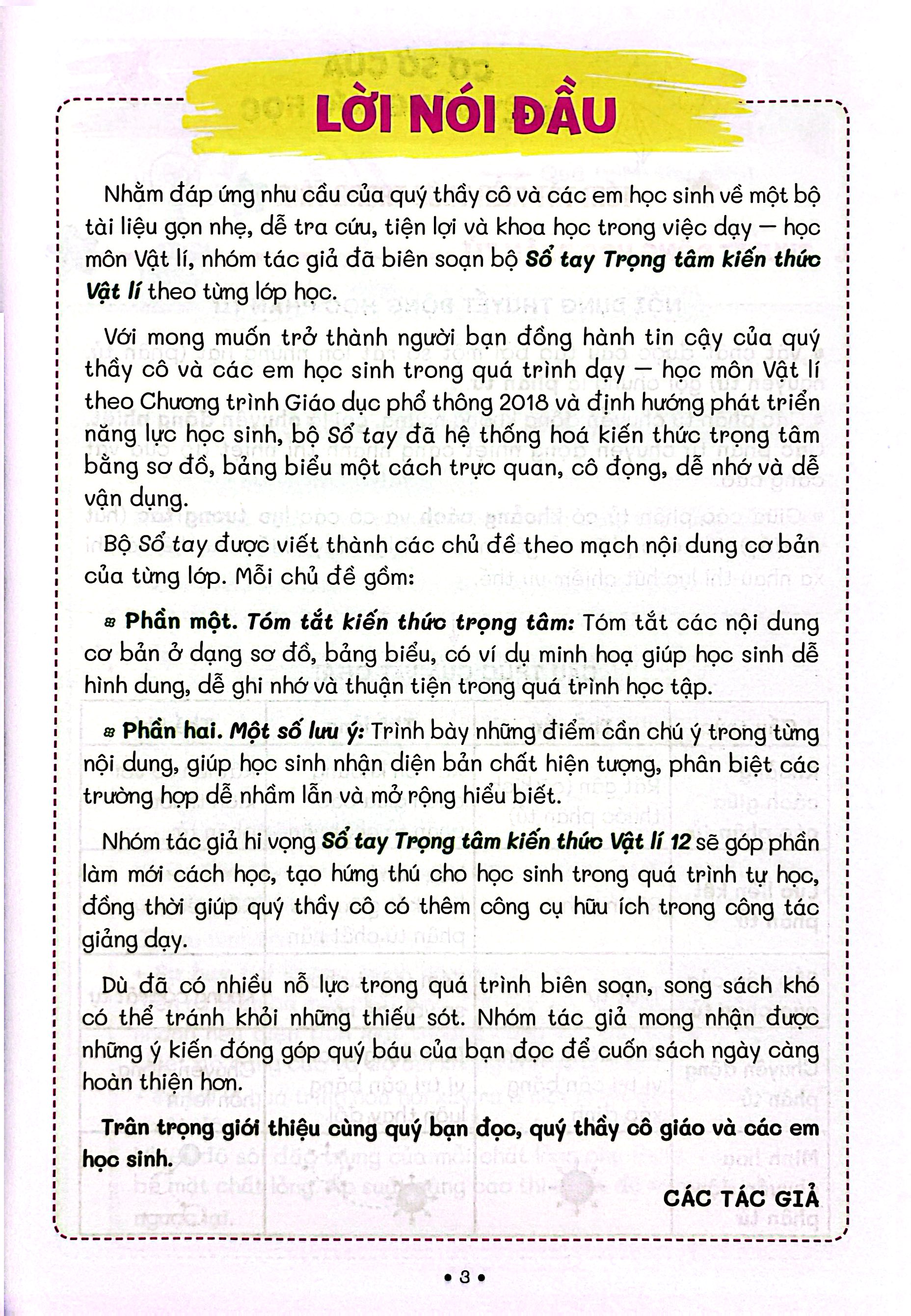 Sổ Tay Trọng Tâm Kiến Thức Vật Lí 12