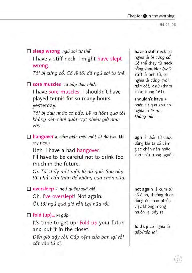 sổ tay từ vựng tiếng anh - từ lúc thức giấc đến khi đi ngủ (bao gồm sách và 1 đĩa mp3)