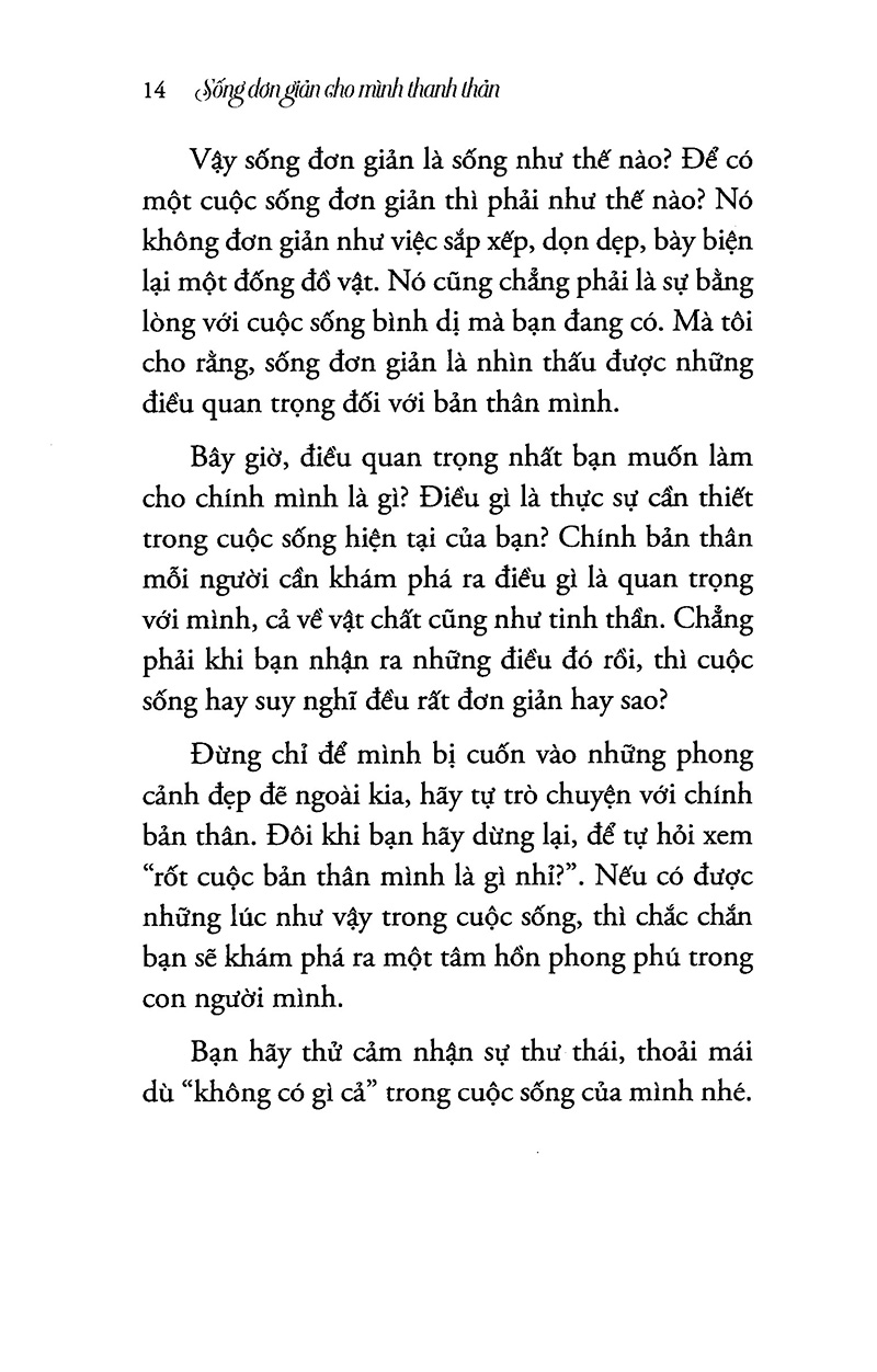 sống đơn giản cho mình thanh thản