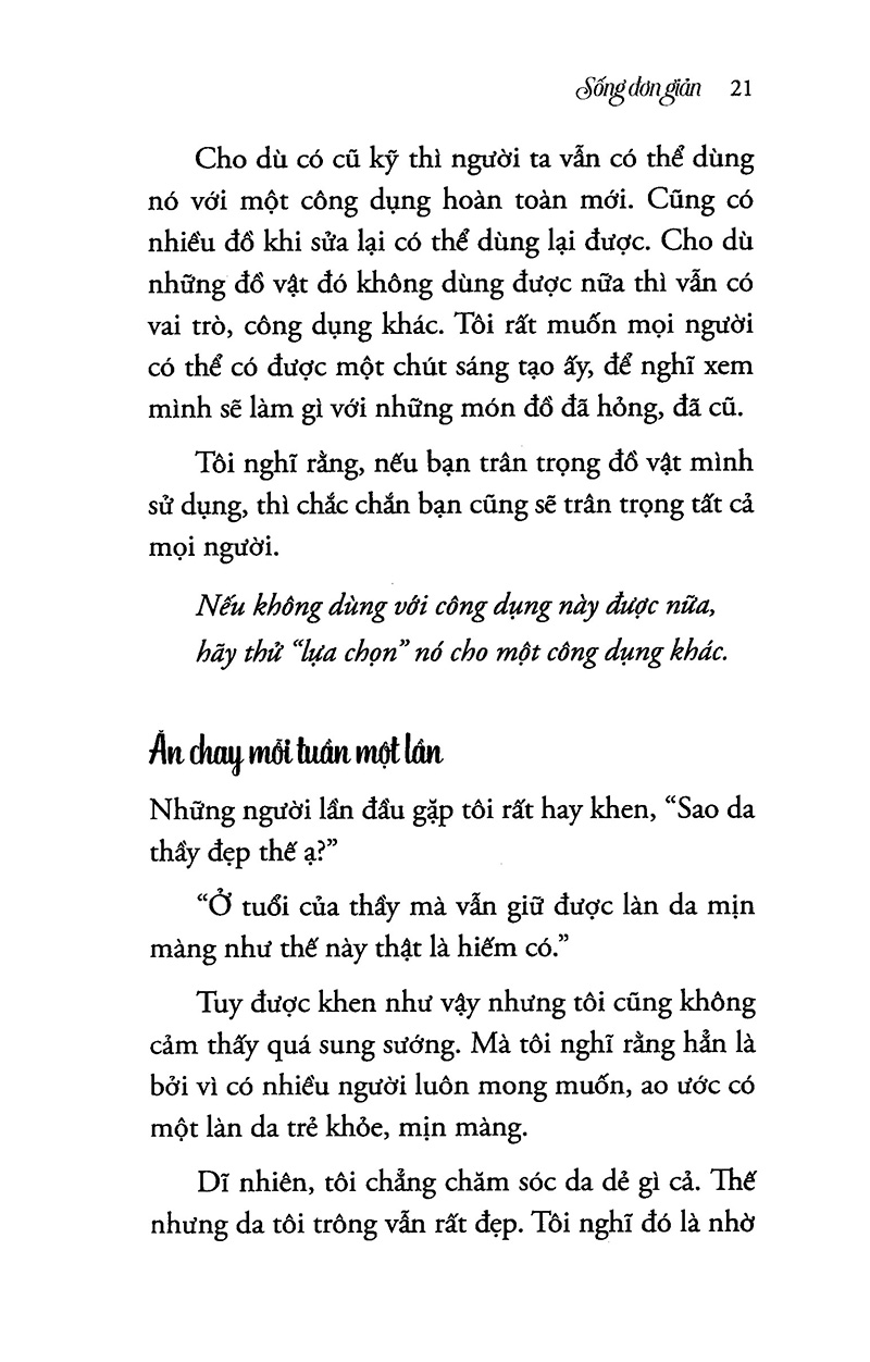 sống đơn giản cho mình thanh thản