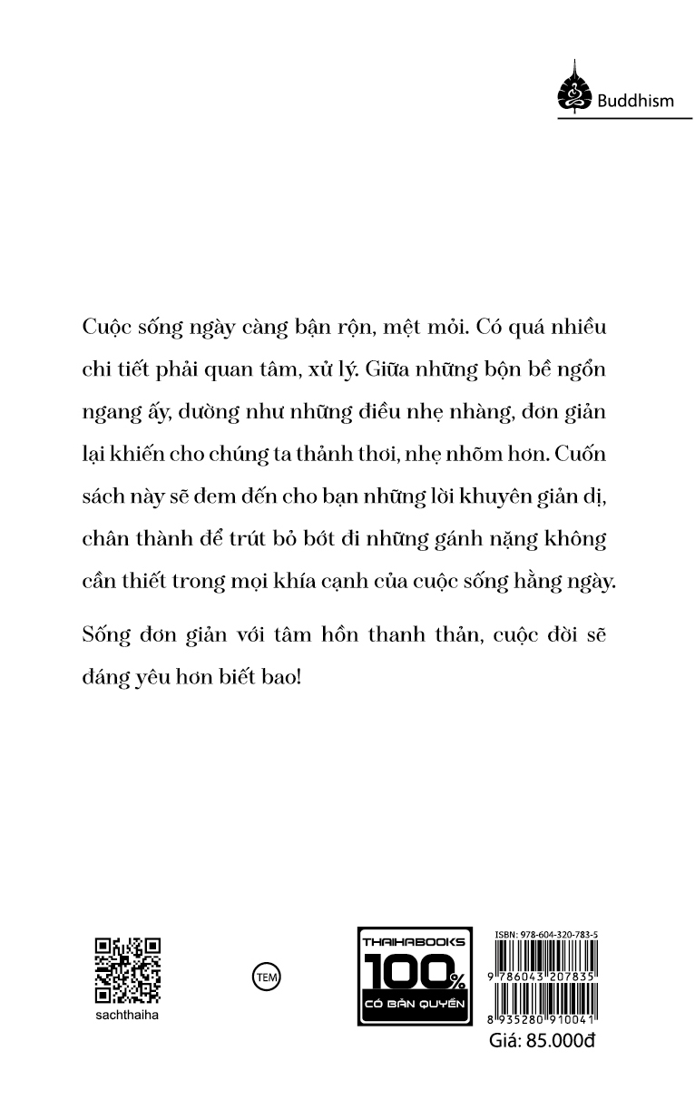 sống đơn giản cho mình thanh thản