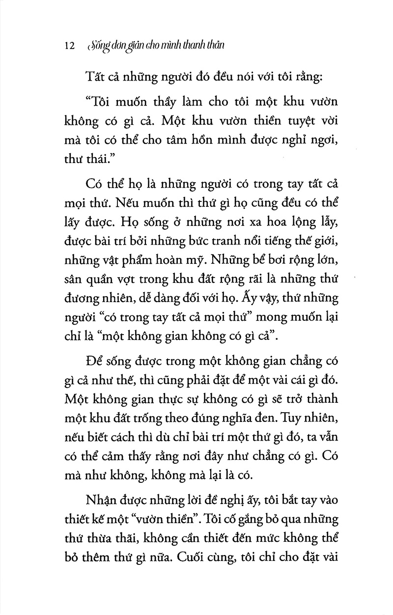 sống đơn giản cho mình thanh thản