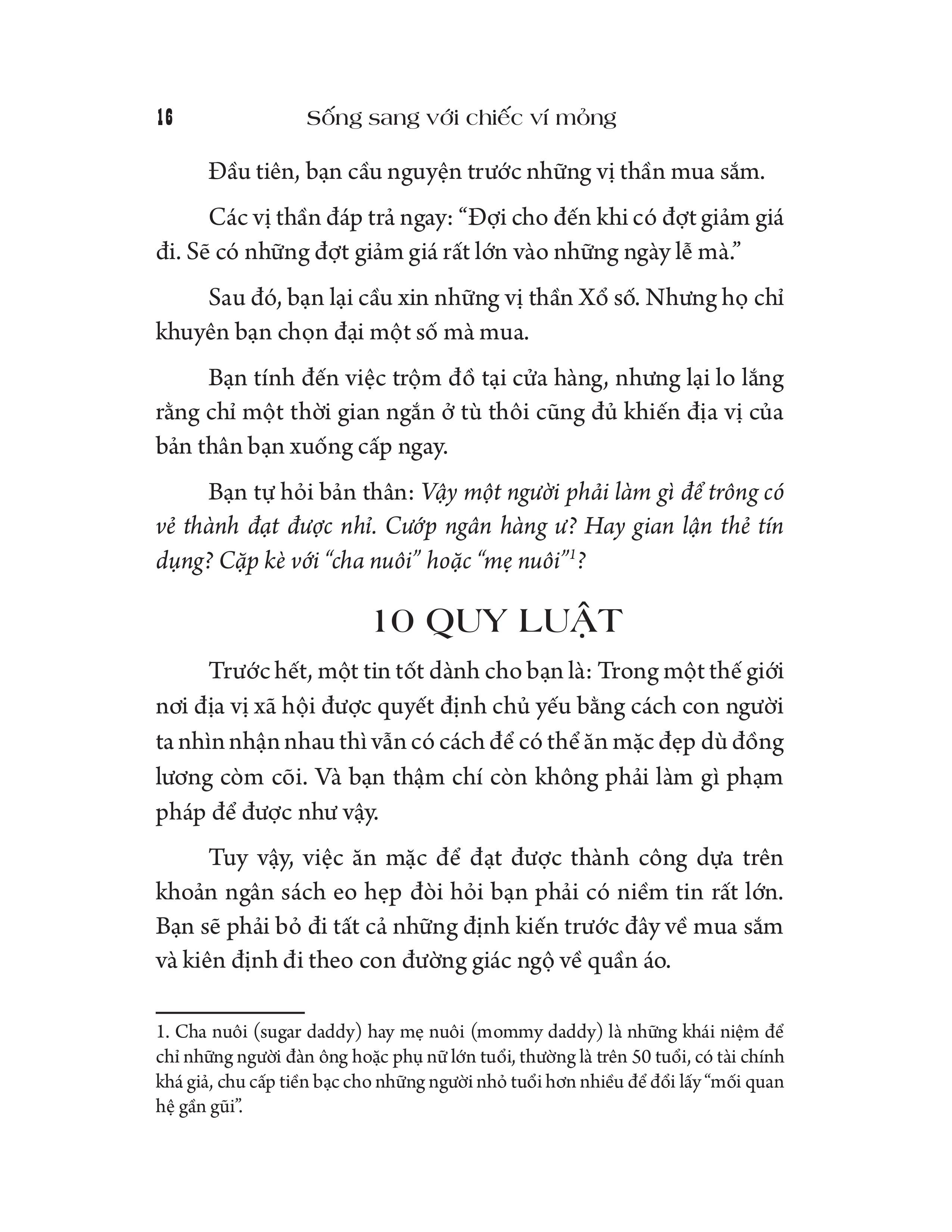 sống sang với chiếc ví mỏng